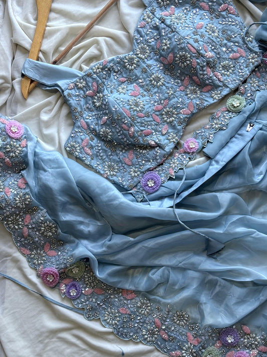 Frosted Petals Saree(Ready to wear)