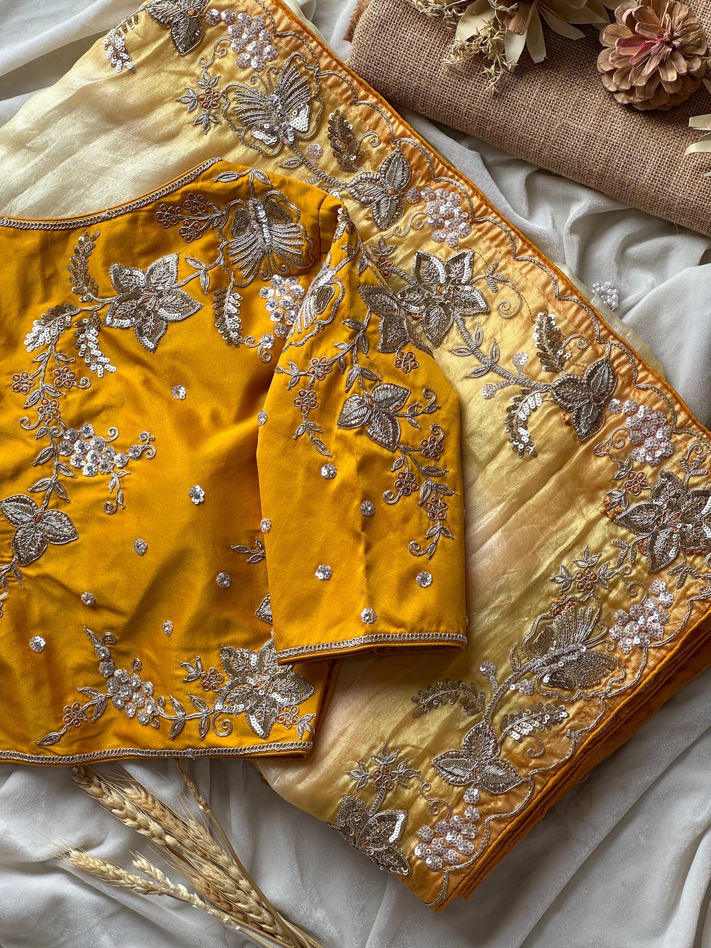 Golden Bloom Saree