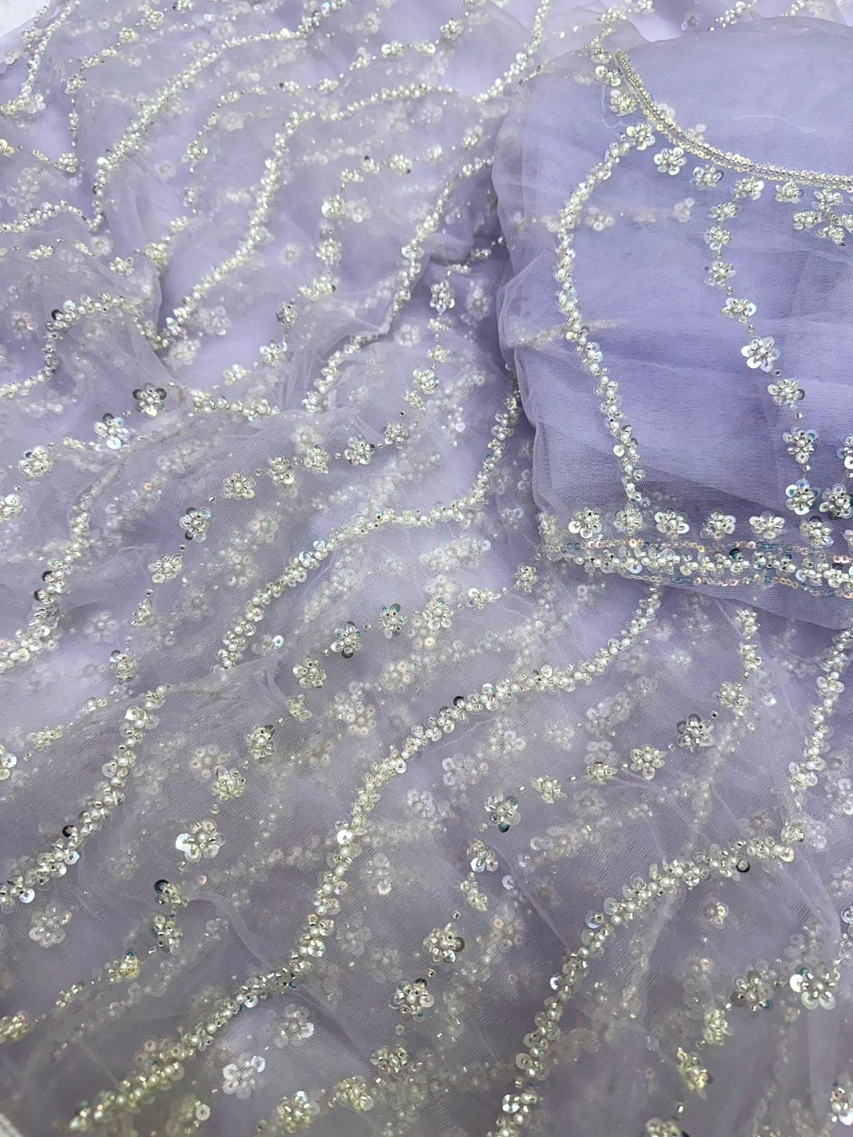 Rosette Handwork Saree(Lilac)