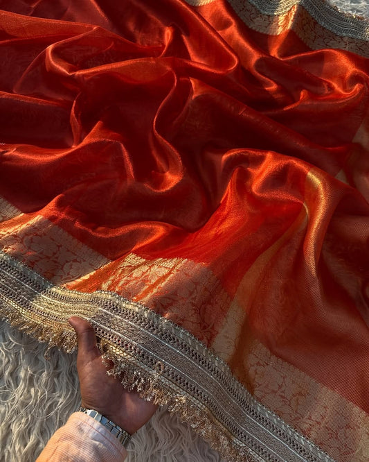 Sunset Ember Tissue Saree
