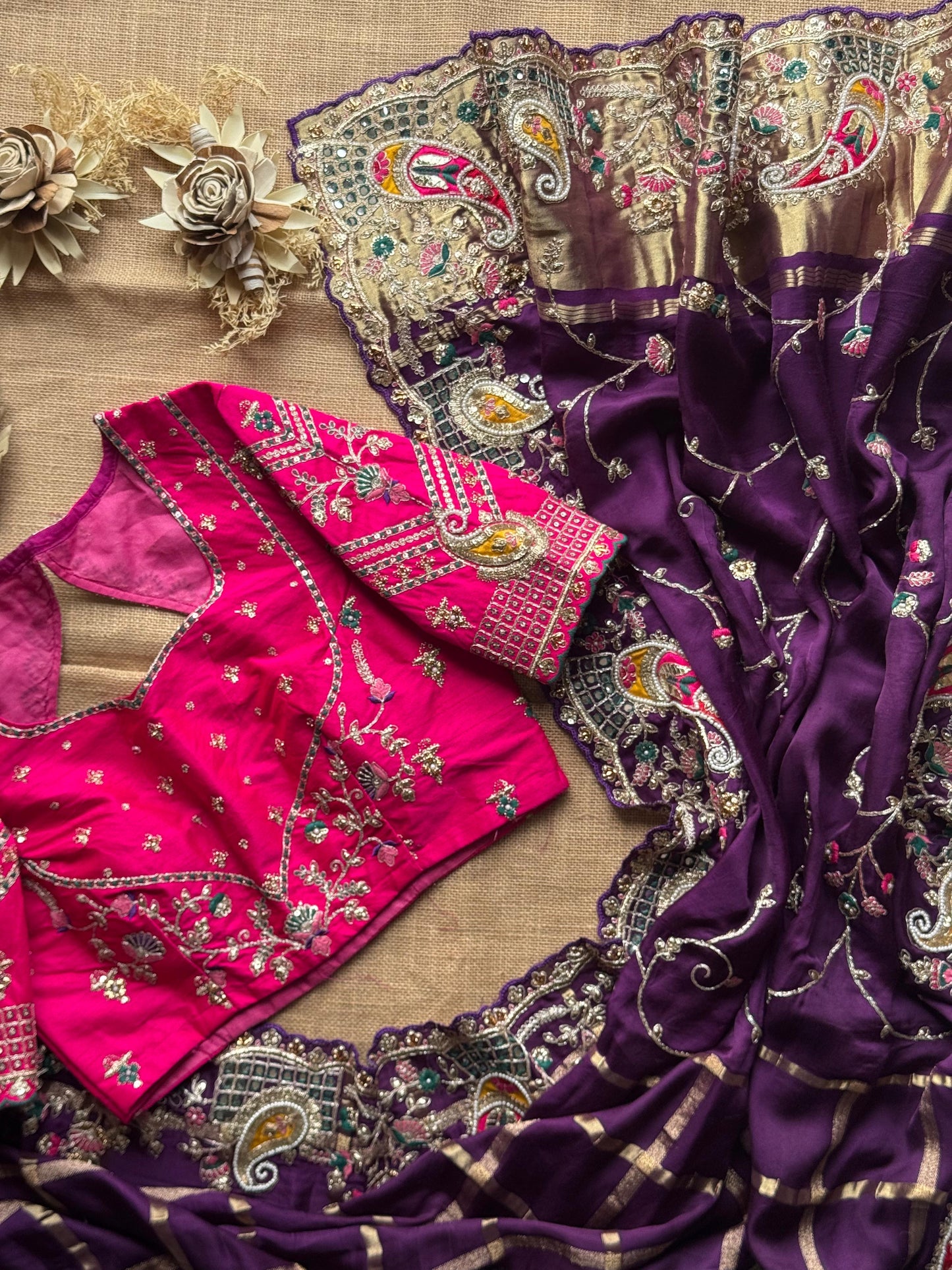 Jamuni Phoolkari Saree
