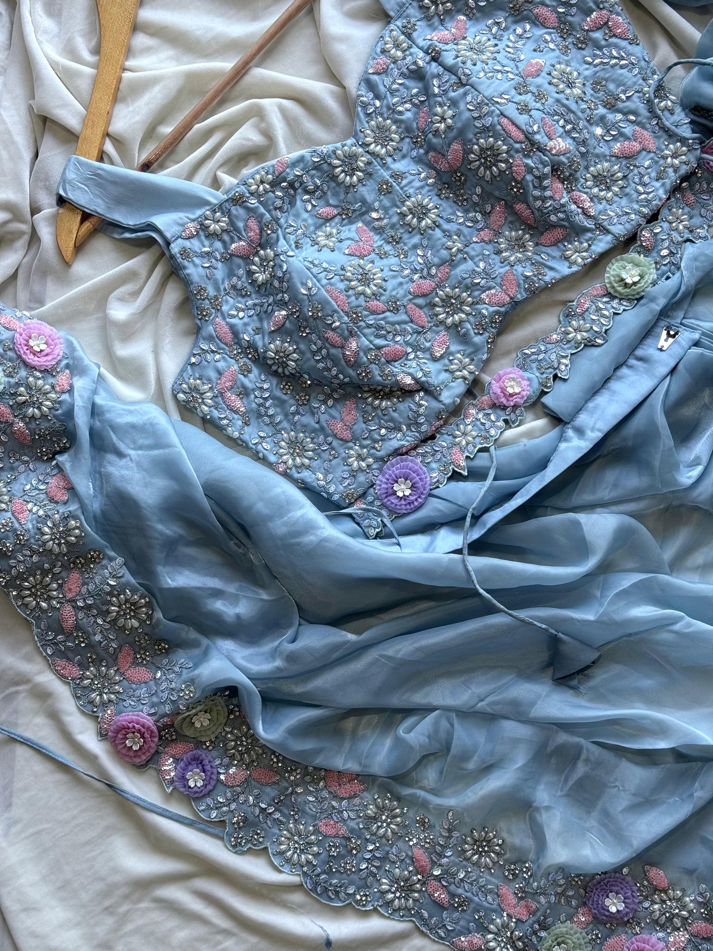 Frosted Petals Saree(Ready to wear)