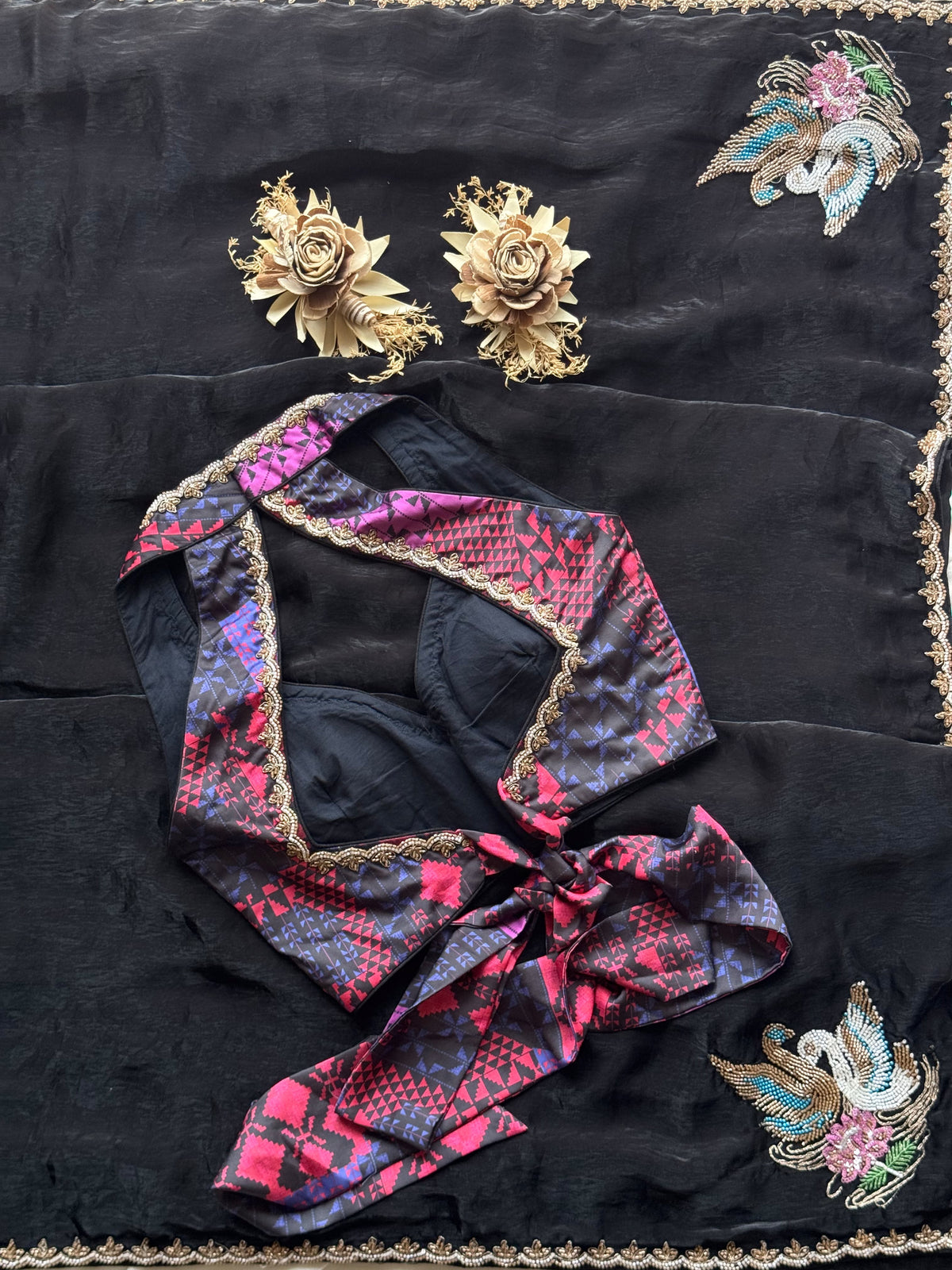 Midnight Blossom Saree