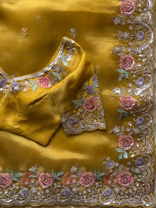 Gulzar Mustard Luxe Saree
