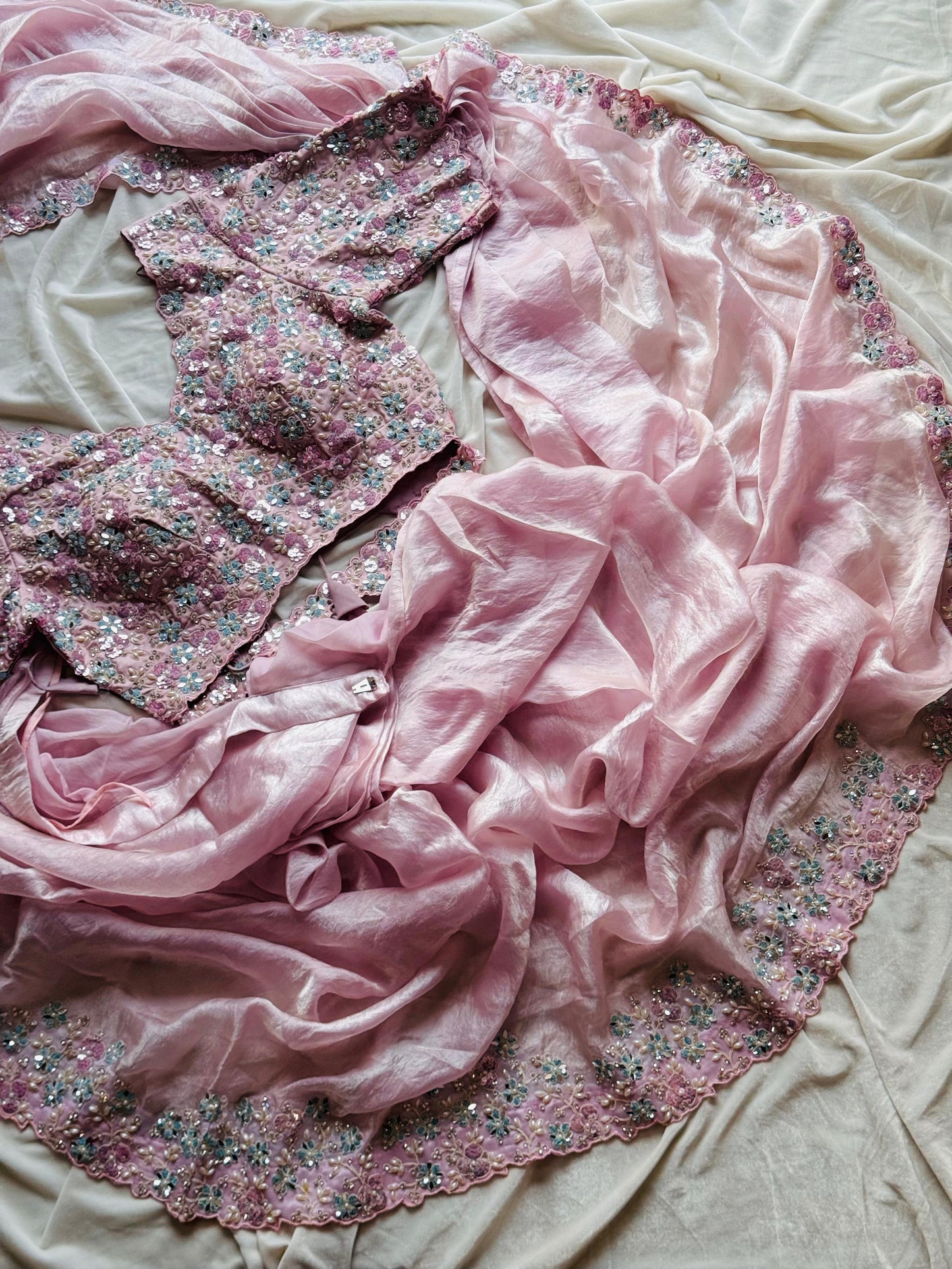 Sakura Shimmer Saree(Ready to wear)