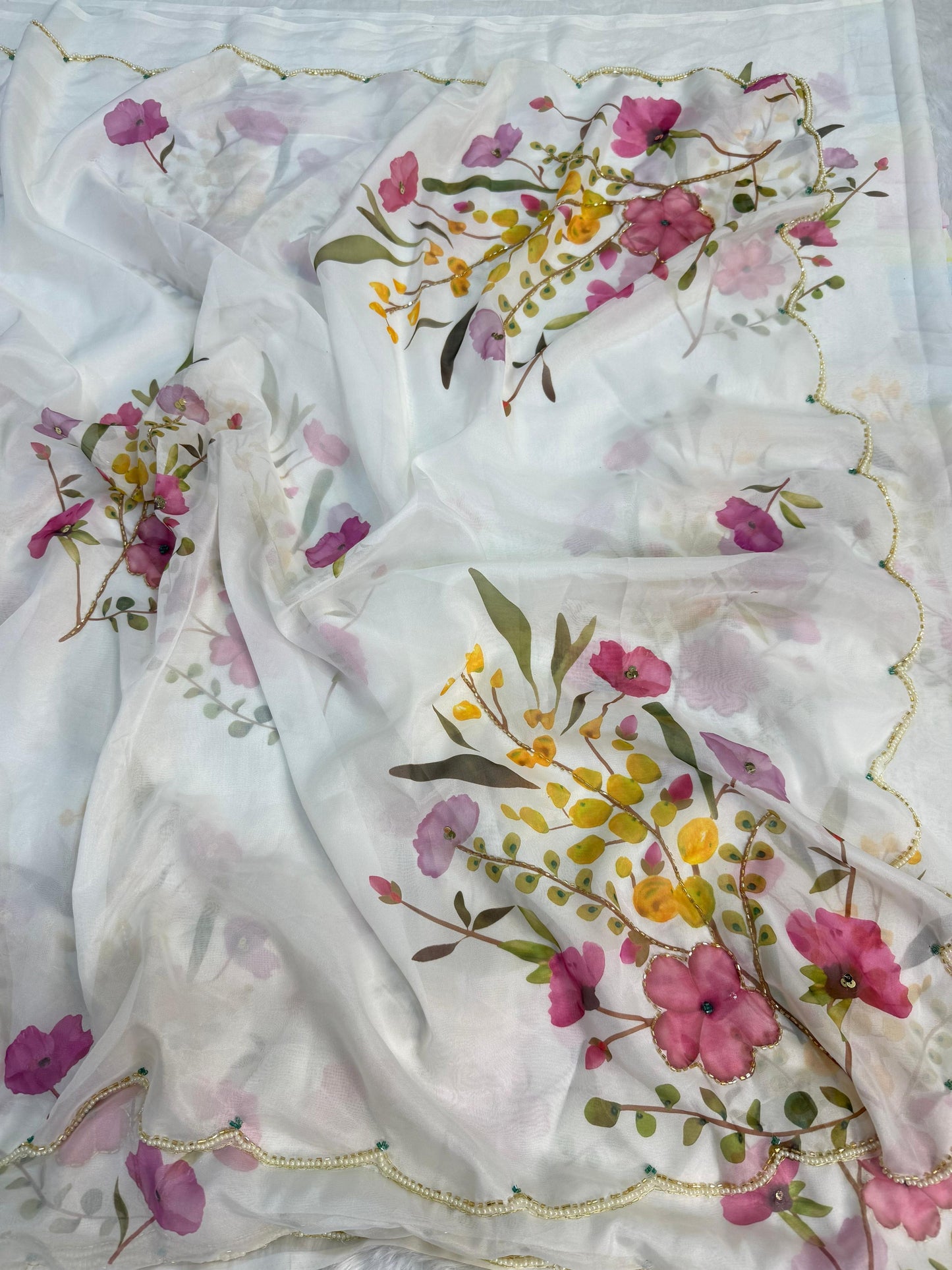 Soft Gardenia Saree(white)