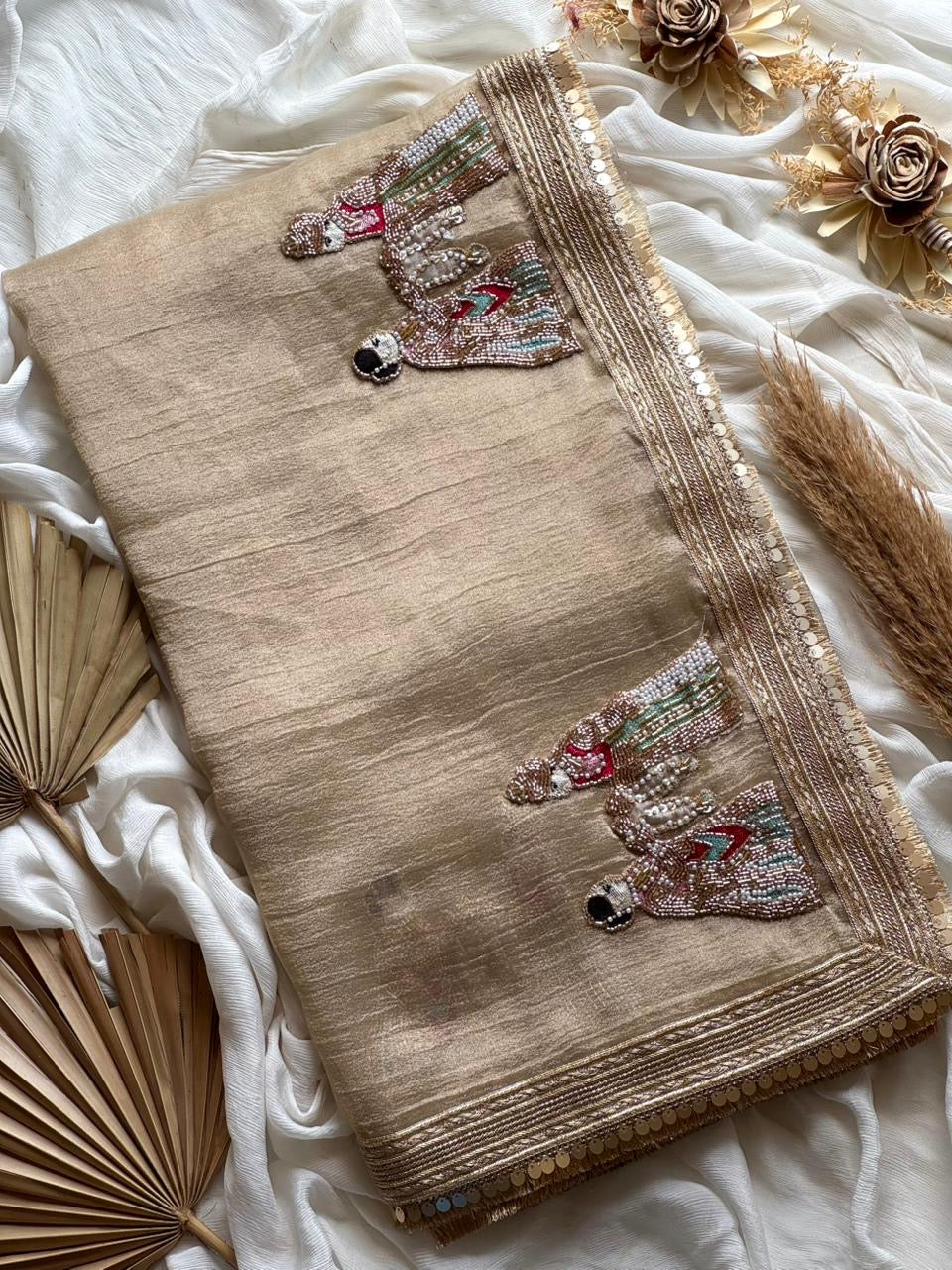 Rajwada Noor Saree(Beige Gold)