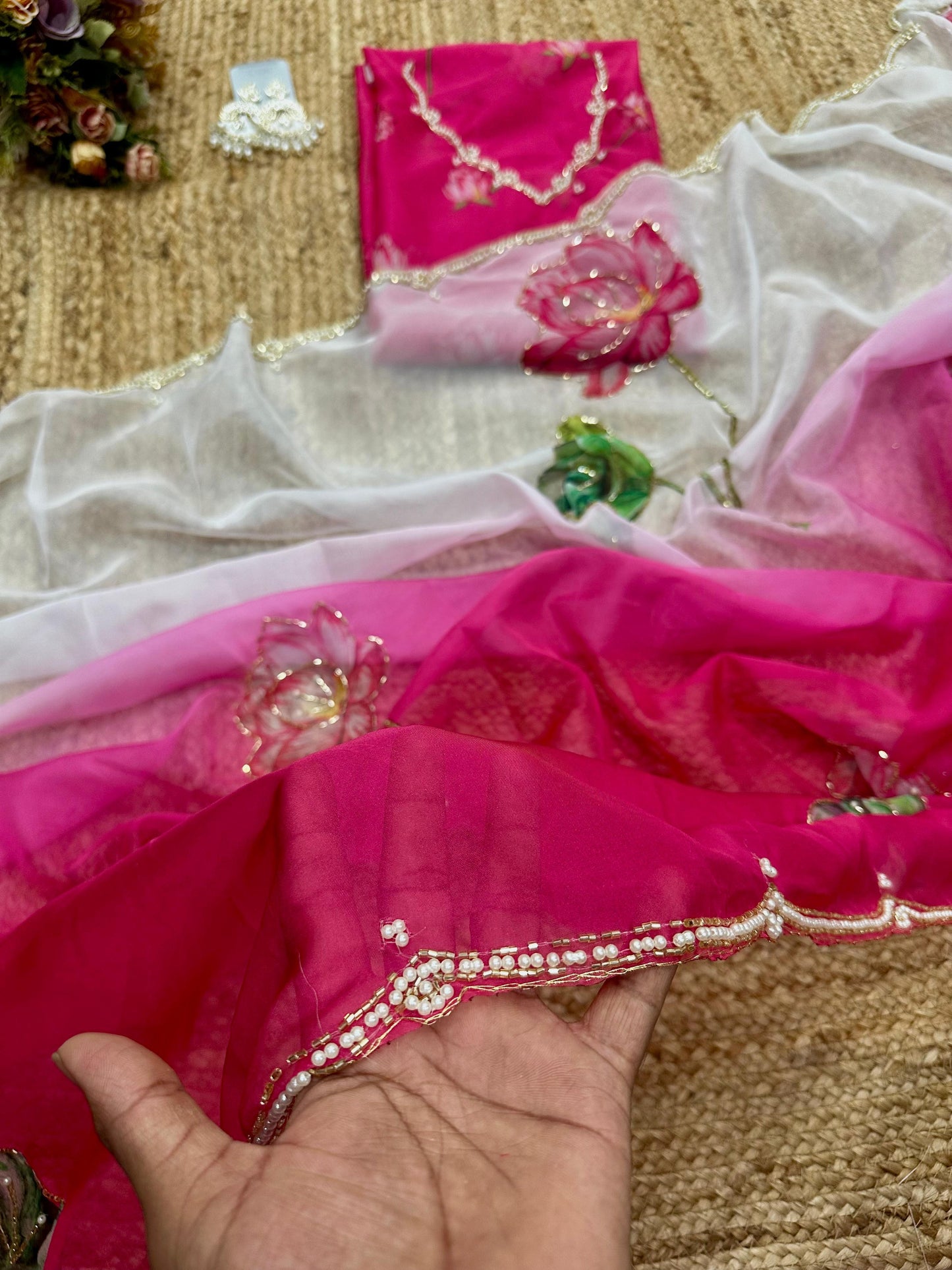 Meredith Ombre Saree(Pink)