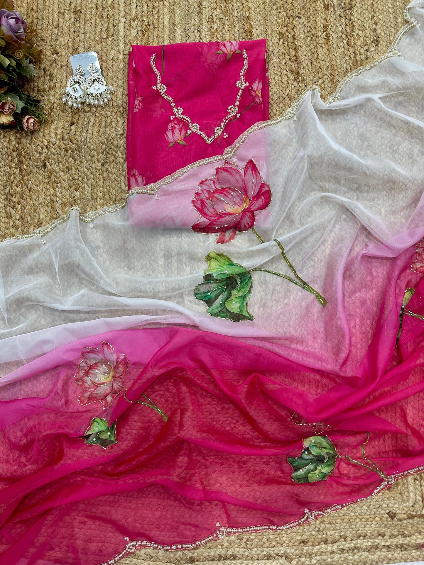 Meredith Ombre Saree(Pink)