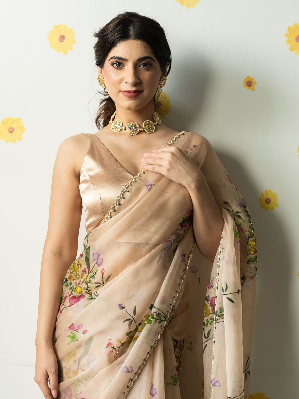 Soft Gardenia Saree(Beige)