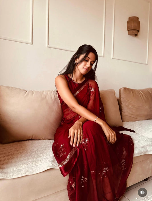 Regal Georgette Saree(Maroon)