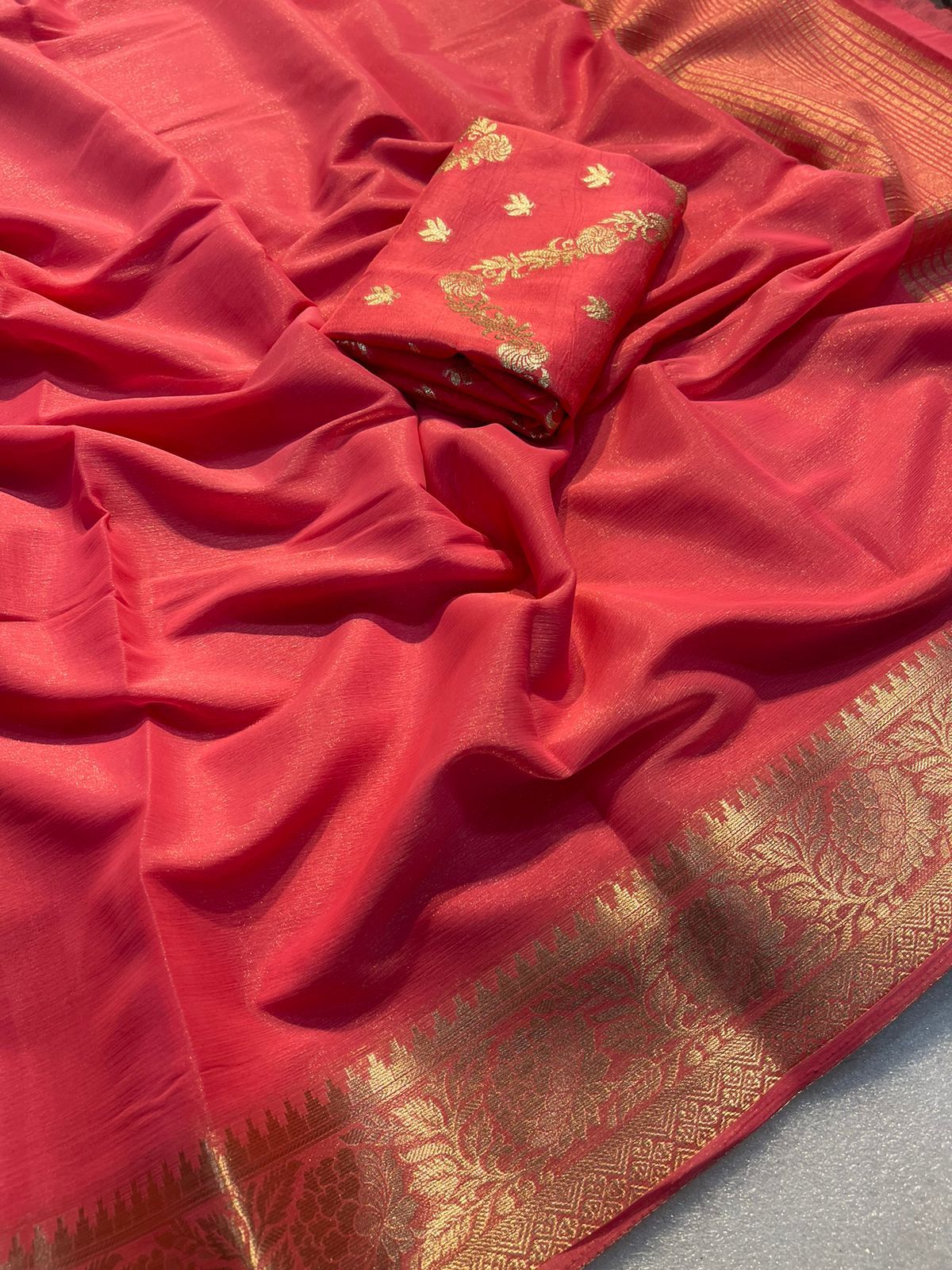 Danica Zari weaving Chiffon Saree