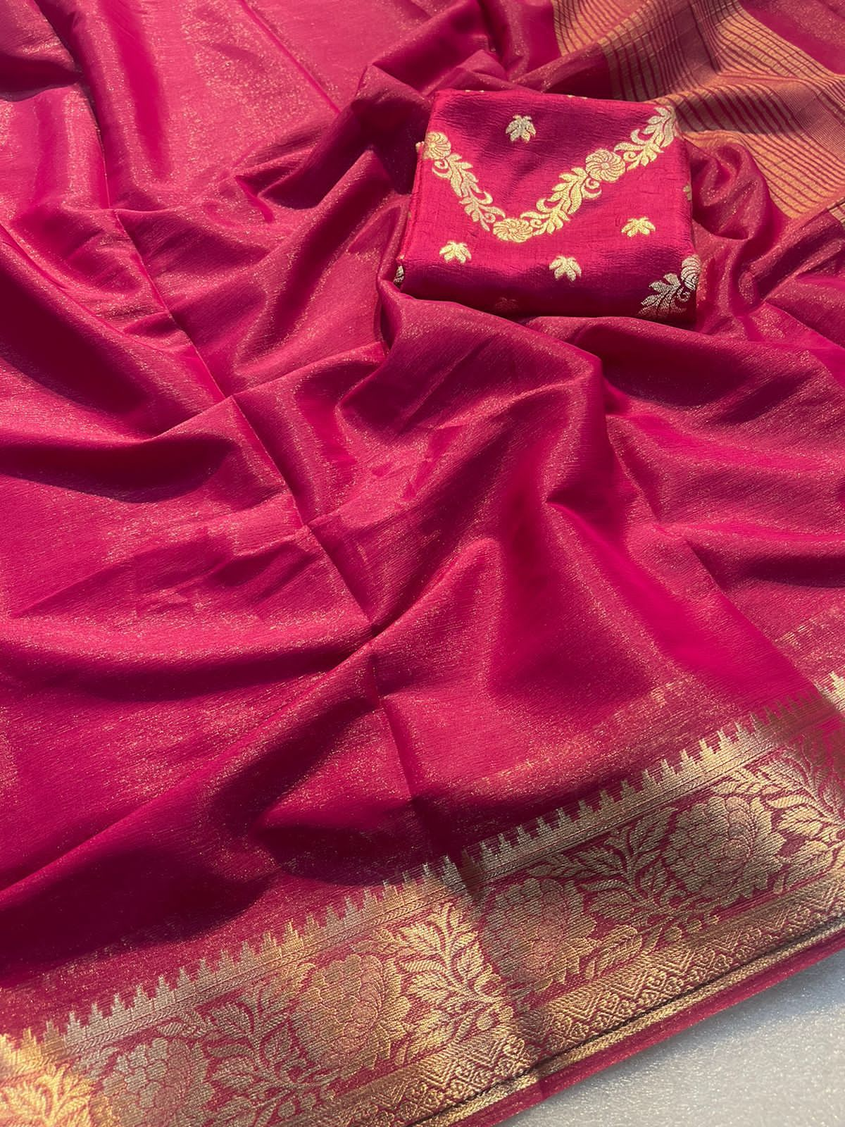 Danica Zari weaving Chiffon Saree