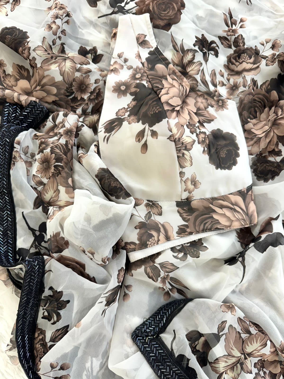 Brown Bliss Hand Embroidered Saree