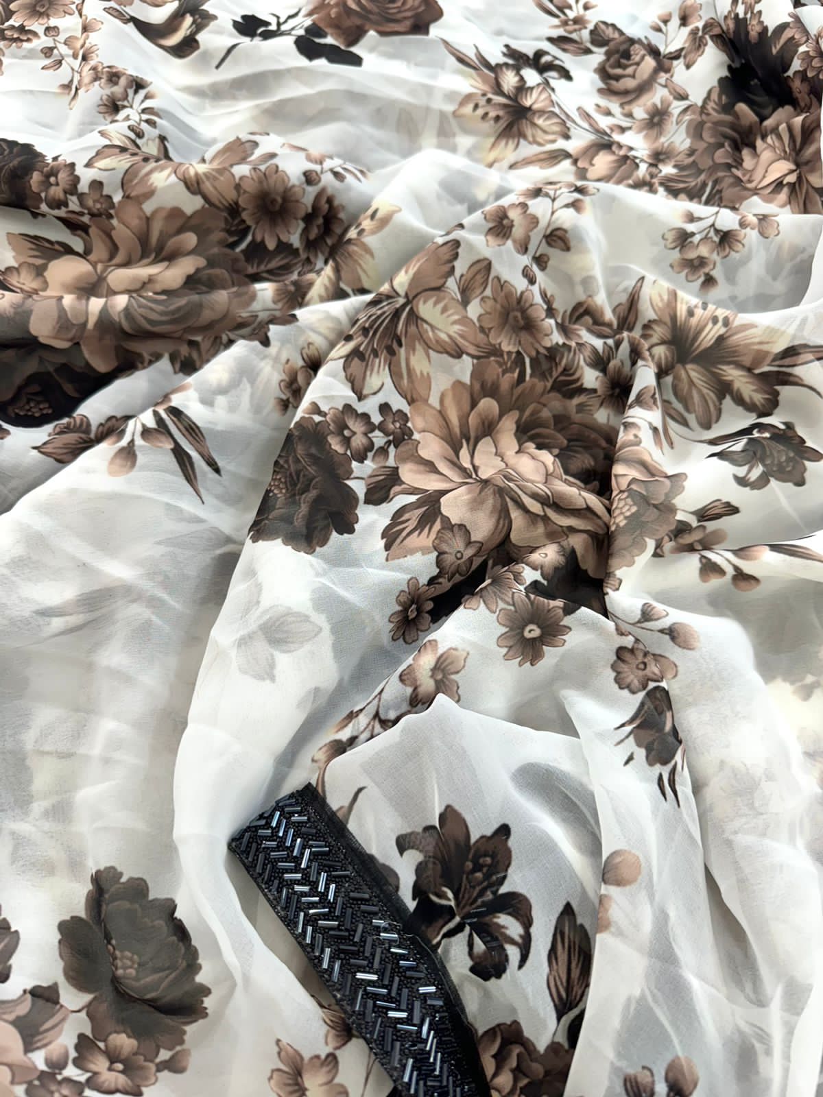 Brown Bliss Hand Embroidered Saree