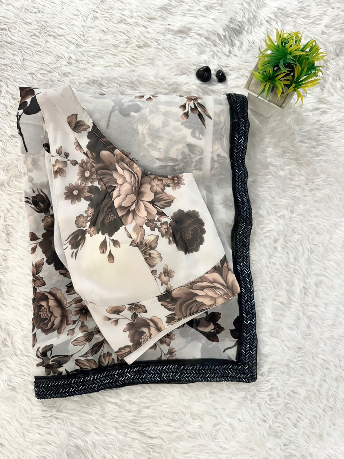 Brown Bliss Hand Embroidered Saree