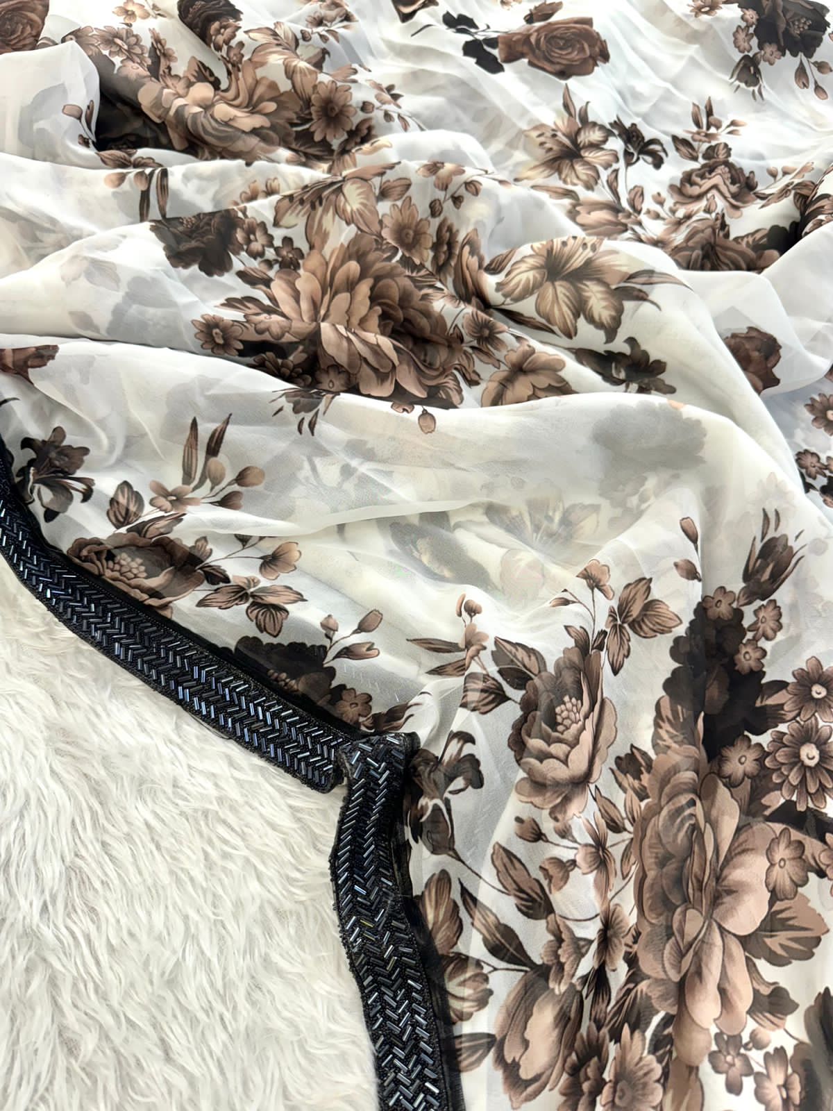 Brown Bliss Hand Embroidered Saree