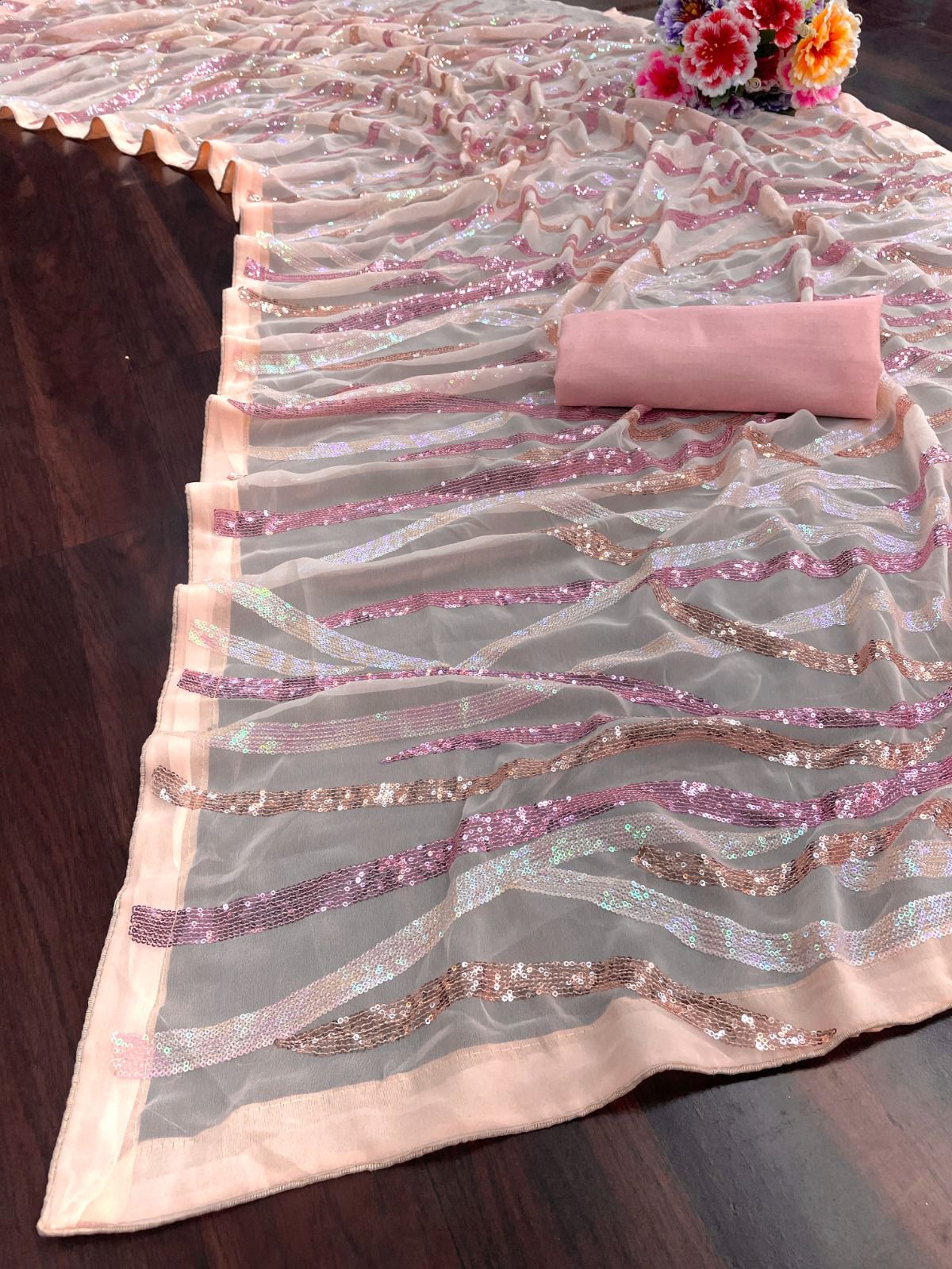 Bubblegum Sequin Saree