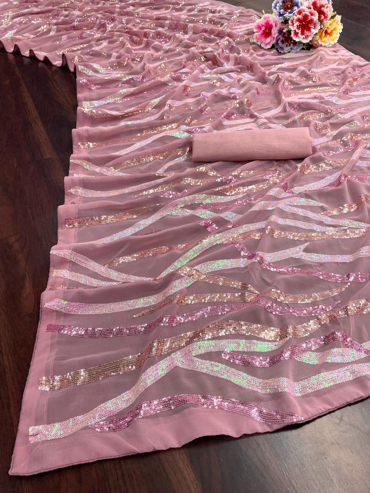 Bubblegum Sequin Saree