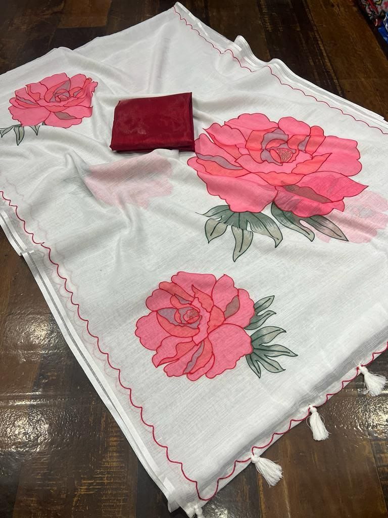 Rosette Linen Saree