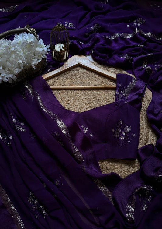 Regal Georgette Saree(Purple)