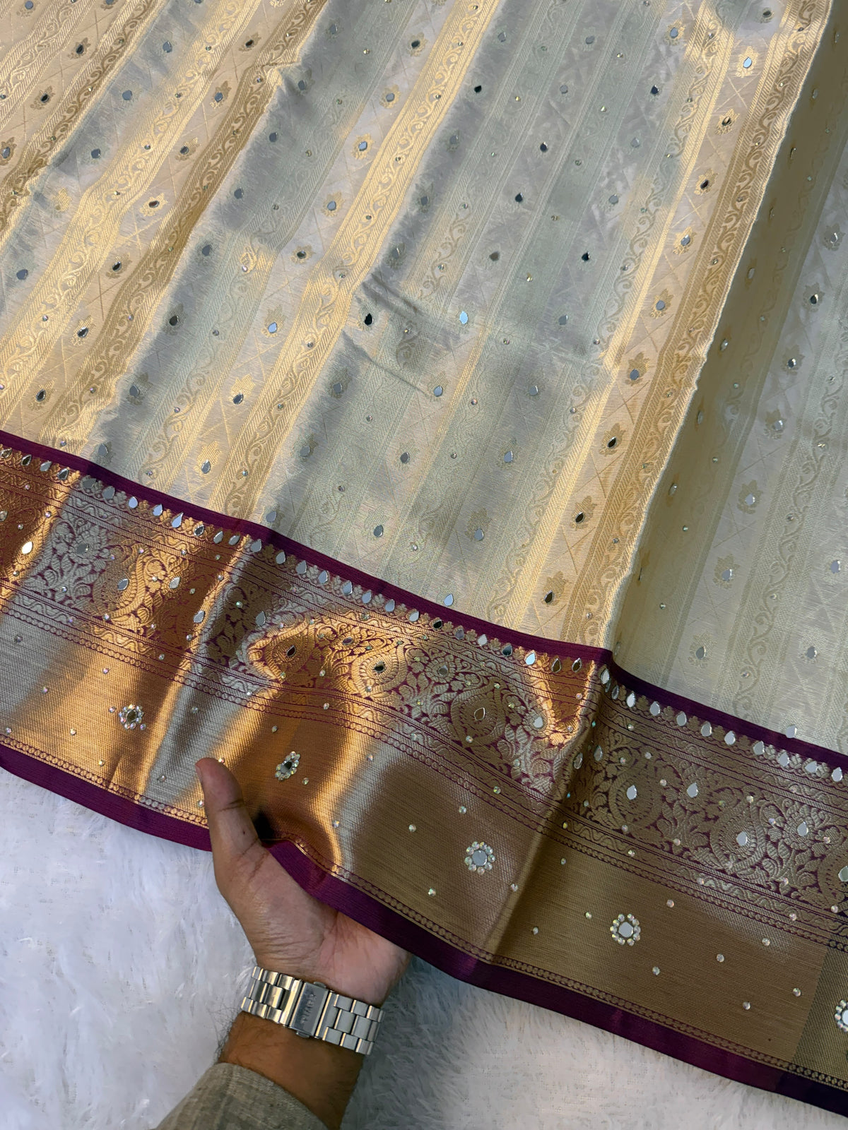 Ivory bloom Saree