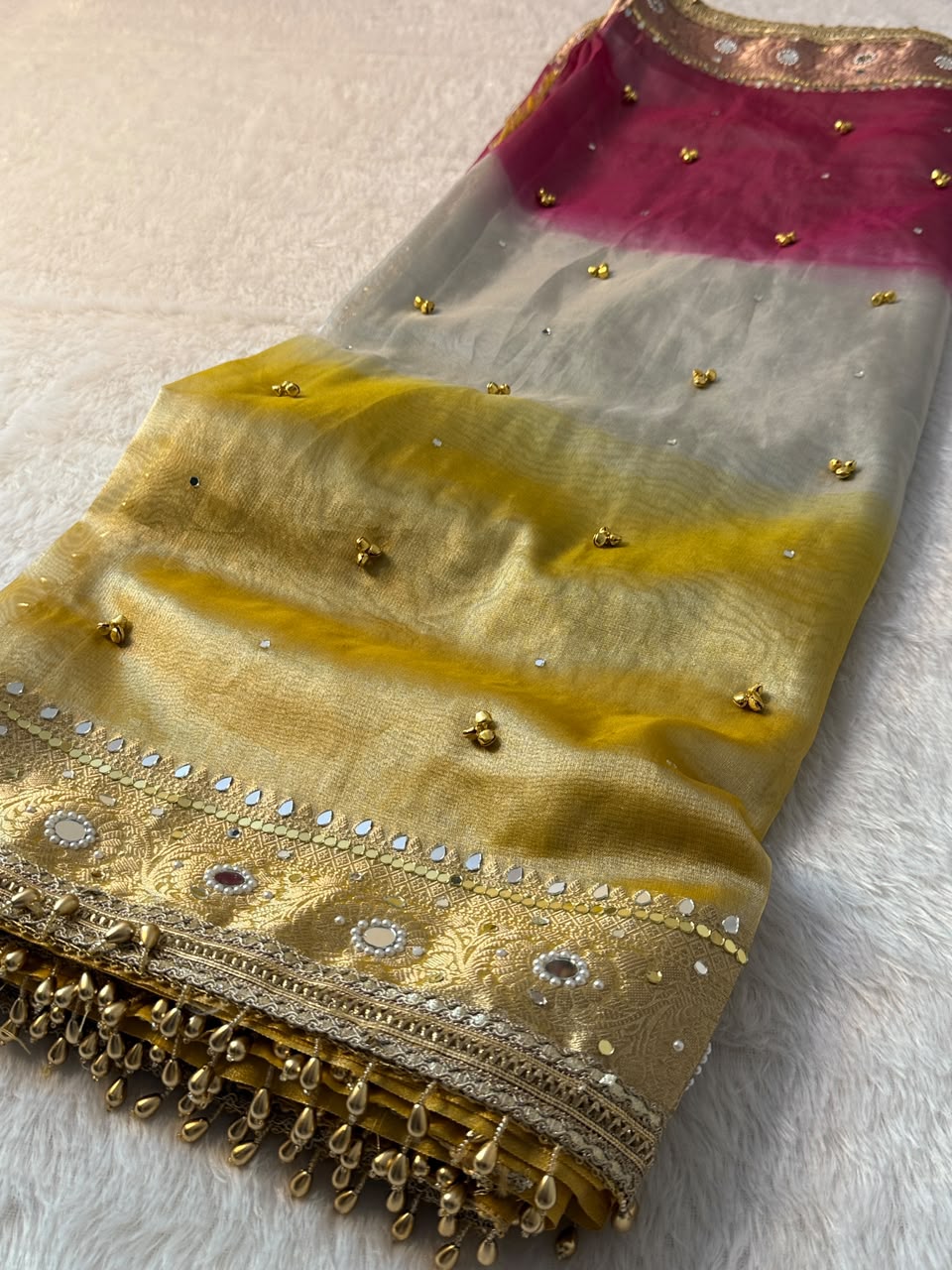 Noorani Ghungroo×Mirror work Saree