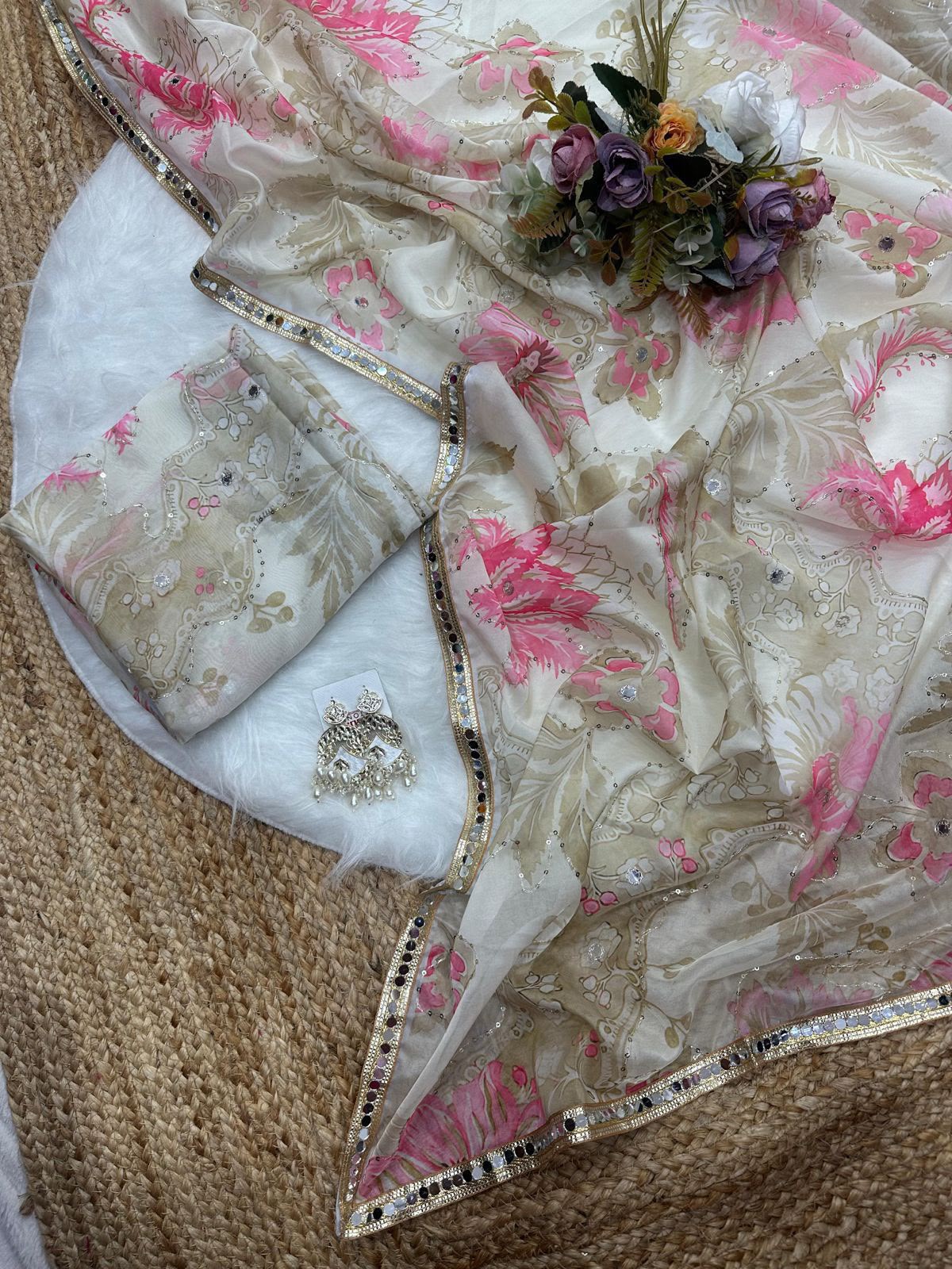Rose Reverie Saree(Sky)