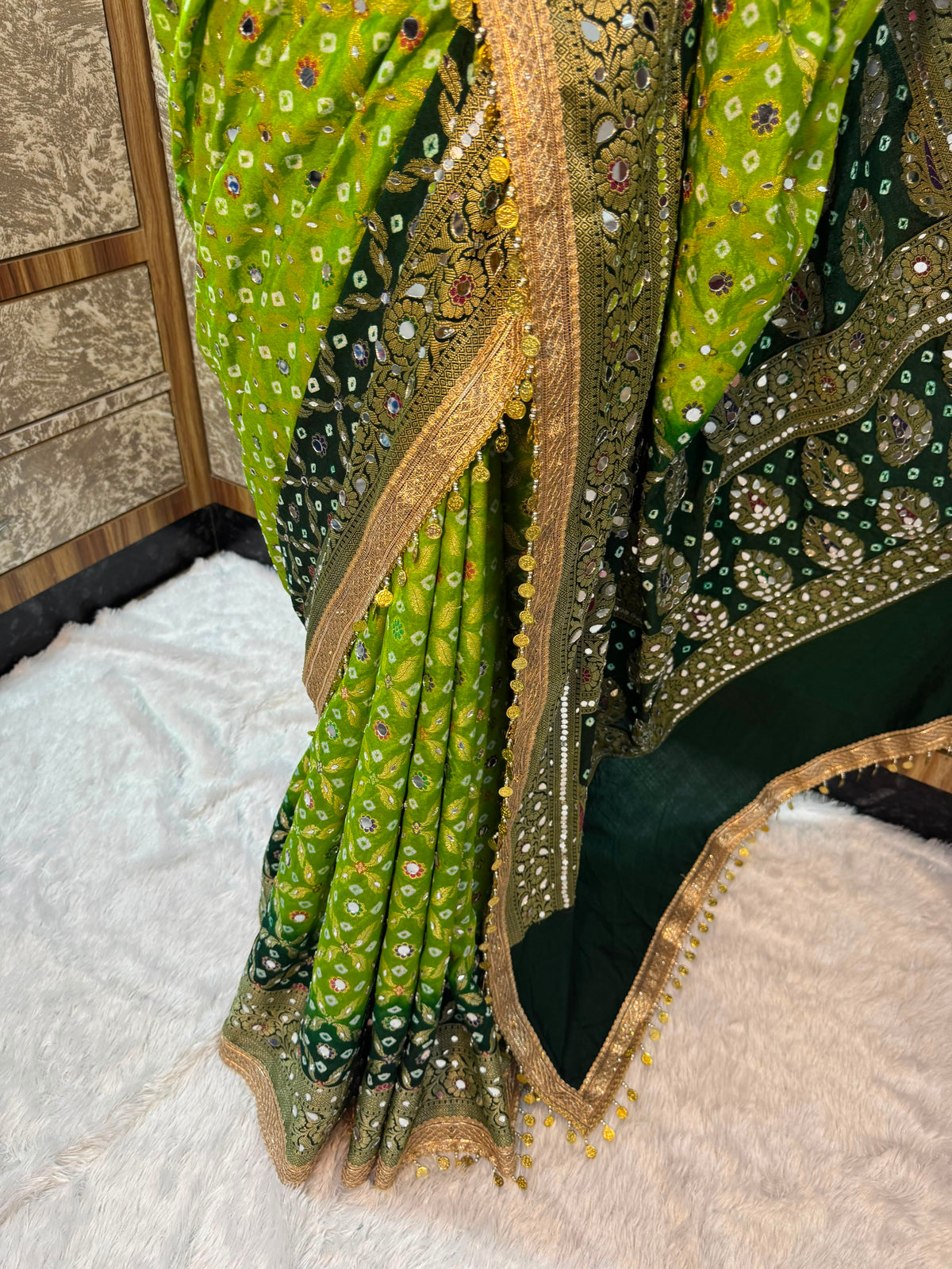 Swarnawati Mirror Saree(Green)
