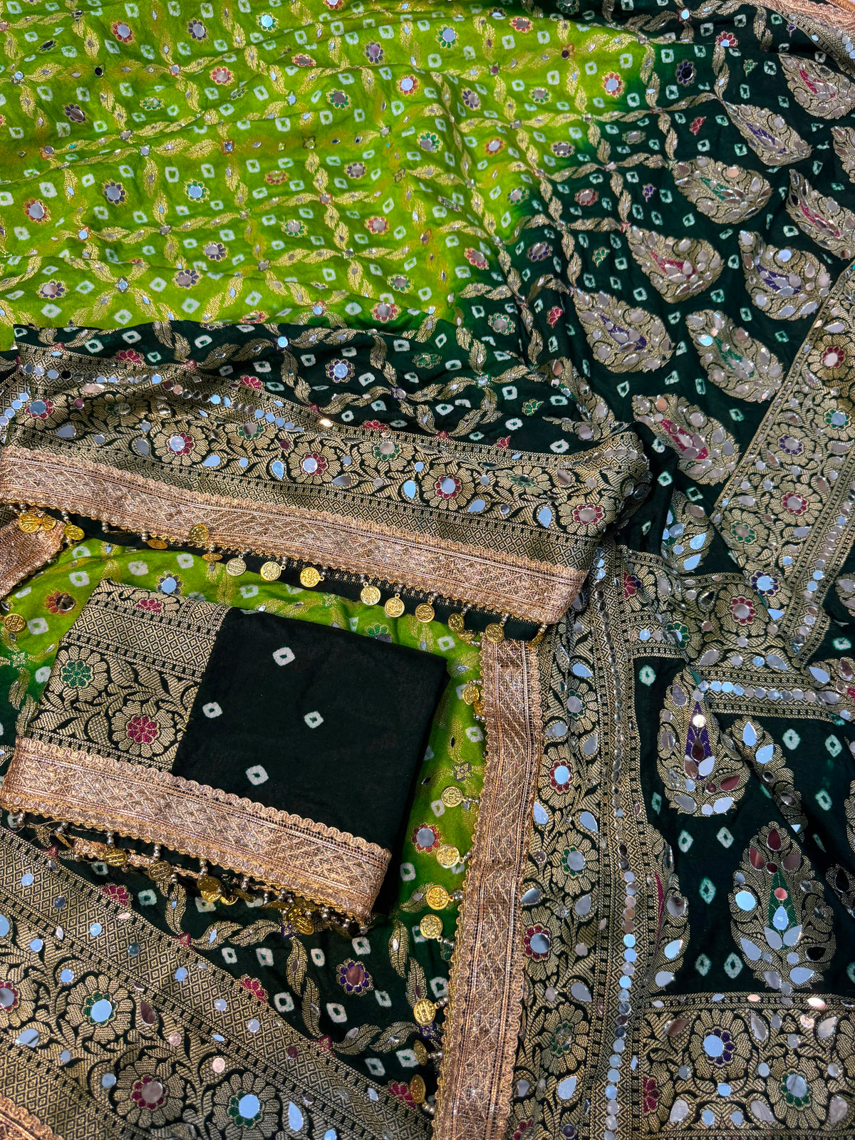 Swarnawati Mirror Saree(Green)