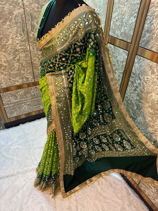 Swarnawati Mirror Saree(Green)