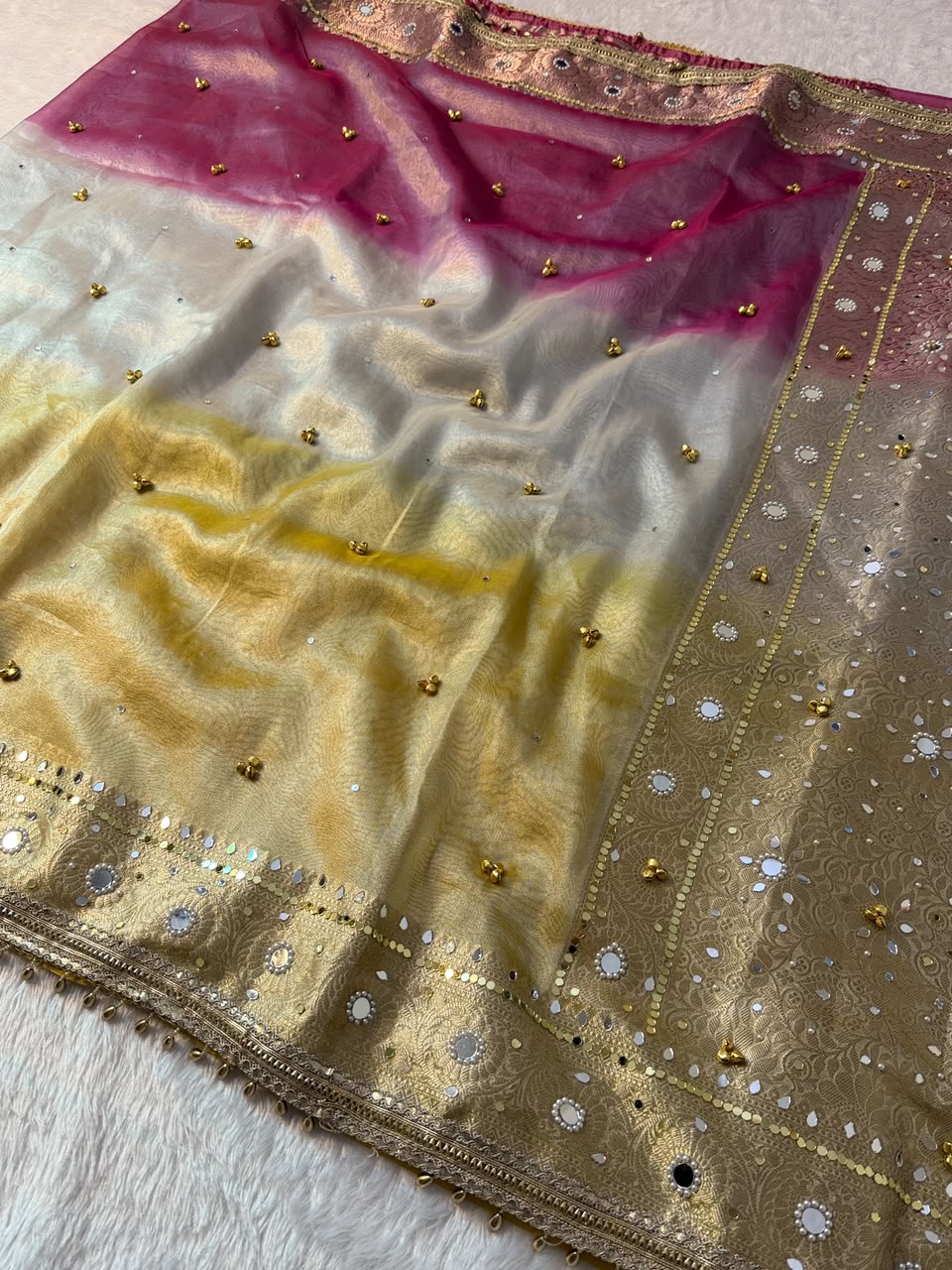 Noorani Ghungroo×Mirror work Saree