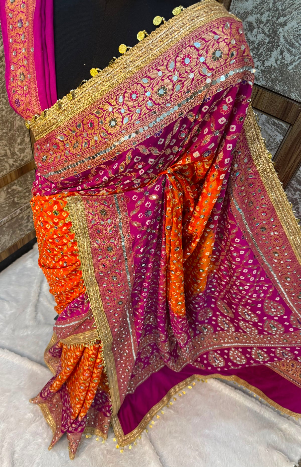 Swarnawati Mirror Saree(Mandarin)