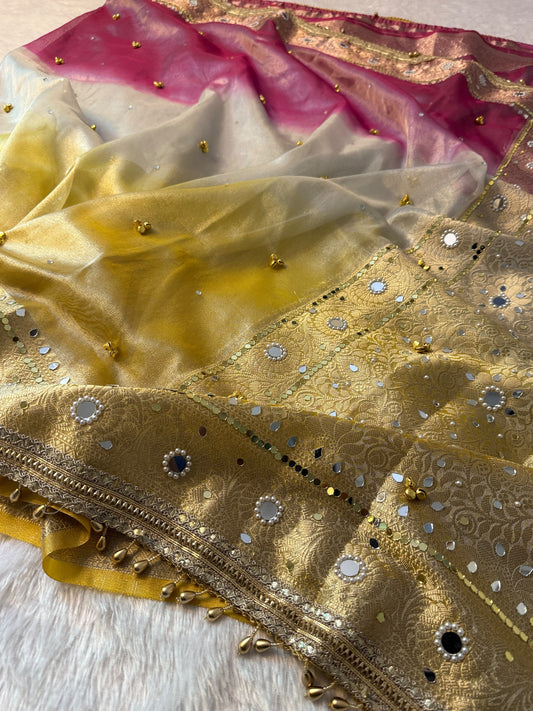 Noorani Ghungroo×Mirror work Saree