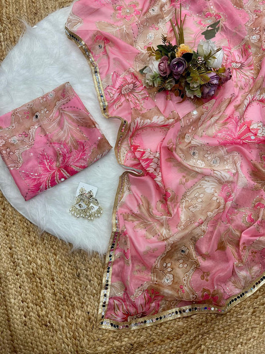 Rose Reverie Saree(Pink)