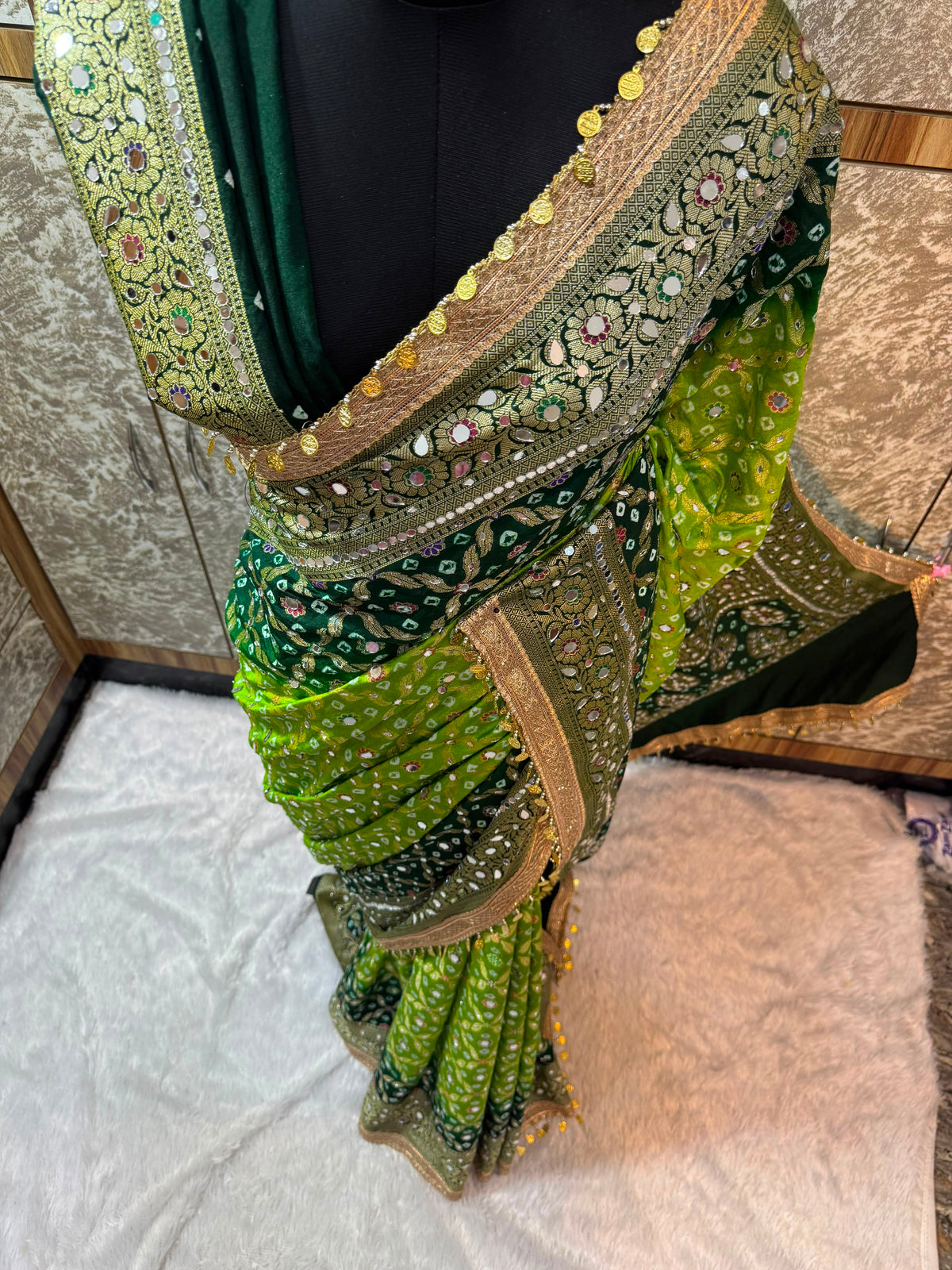 Swarnawati Mirror Saree(Green)