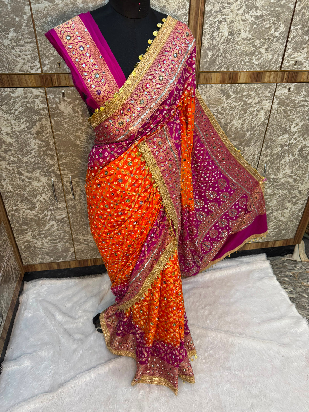 Swarnawati Mirror Saree(Mandarin)