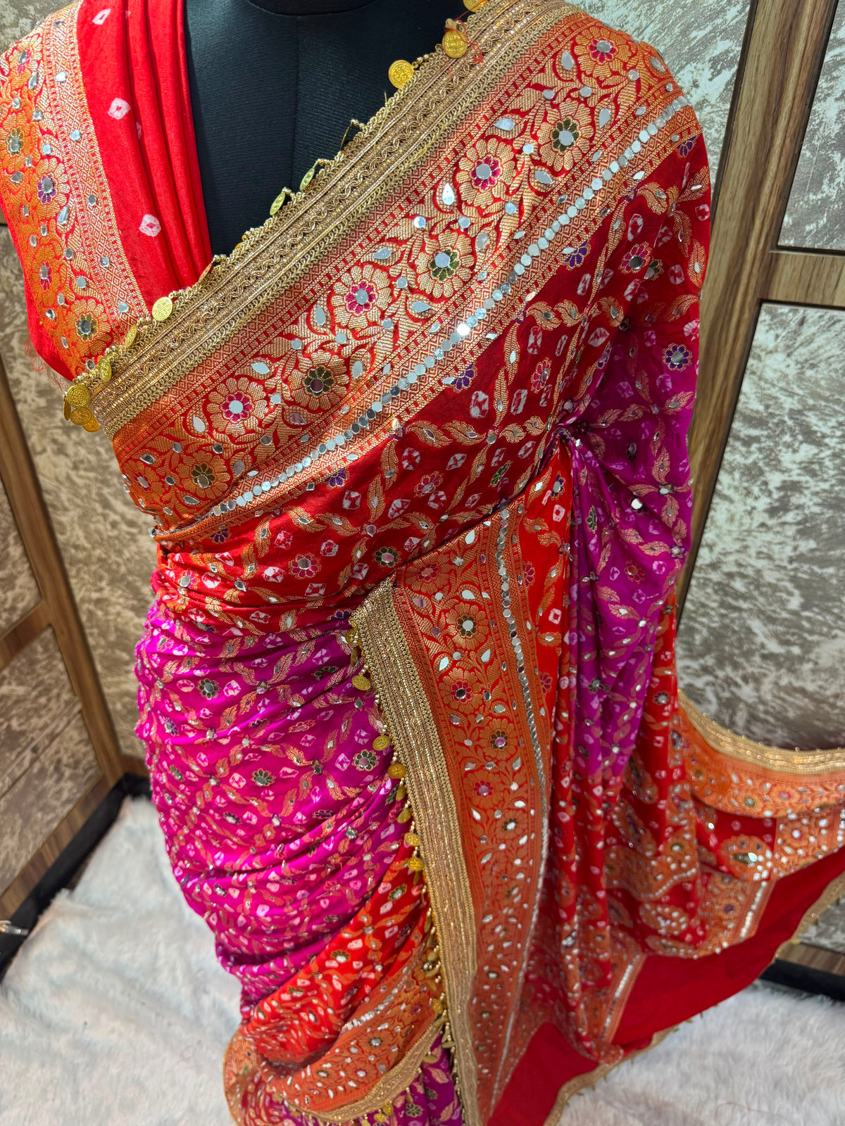 Swarnawati Mirror Saree(Mandarin)