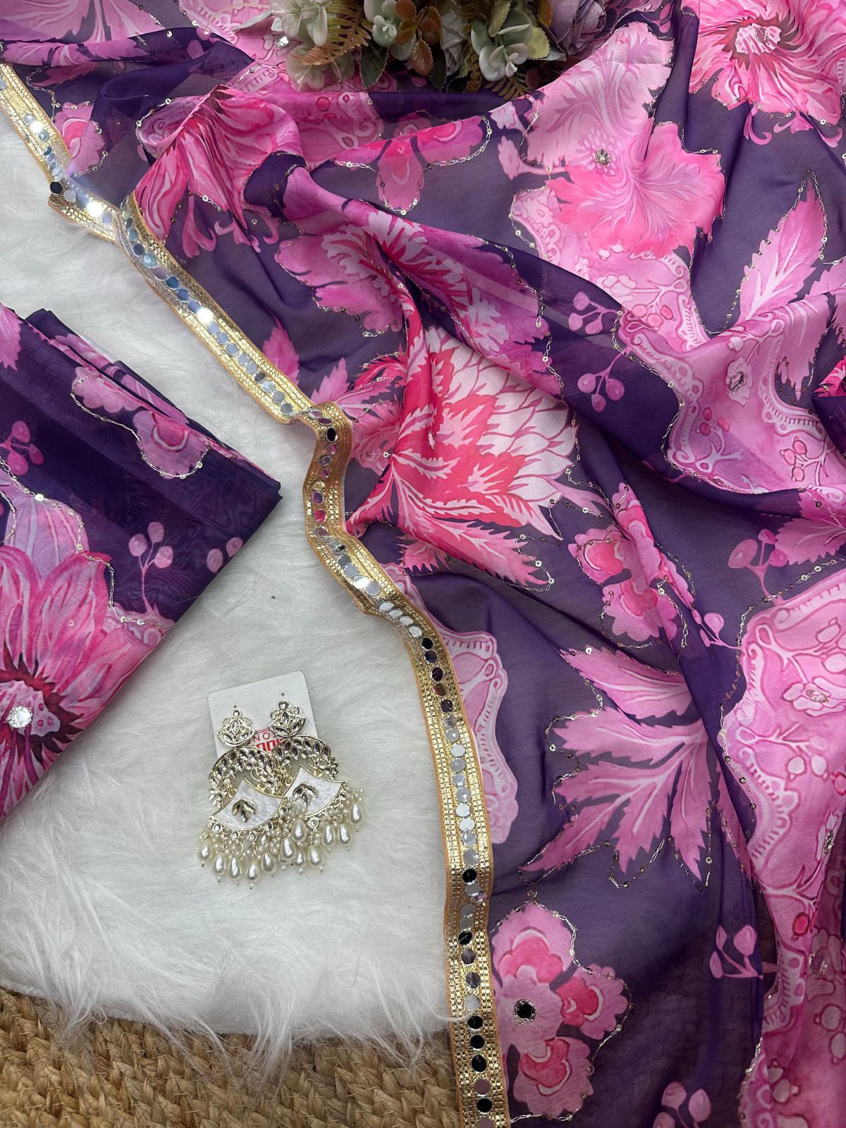 Rose Reverie Saree(Sky)