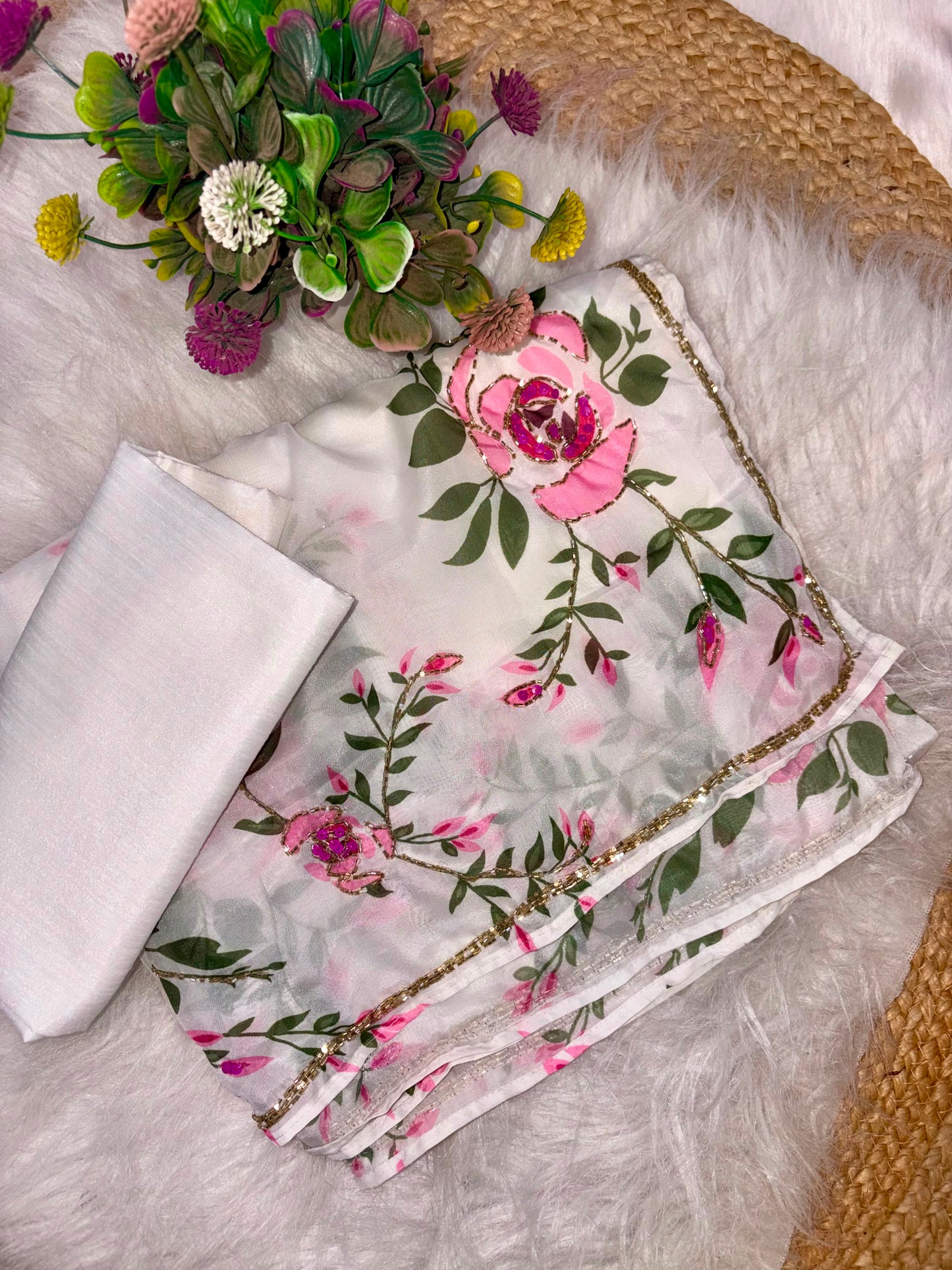 Flora Handwork Saree