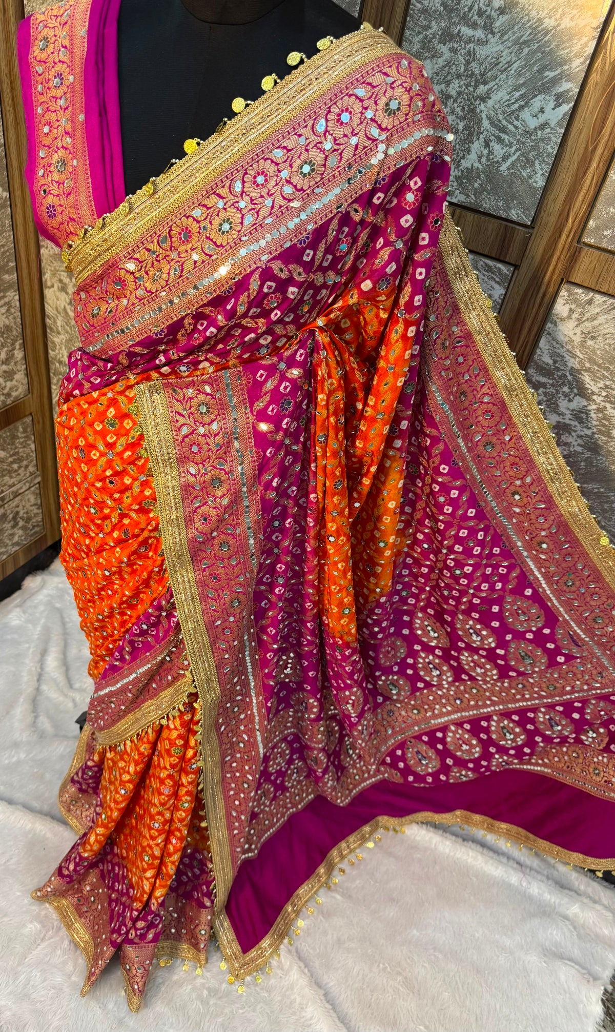 Swarnawati Mirror Saree(Mandarin)