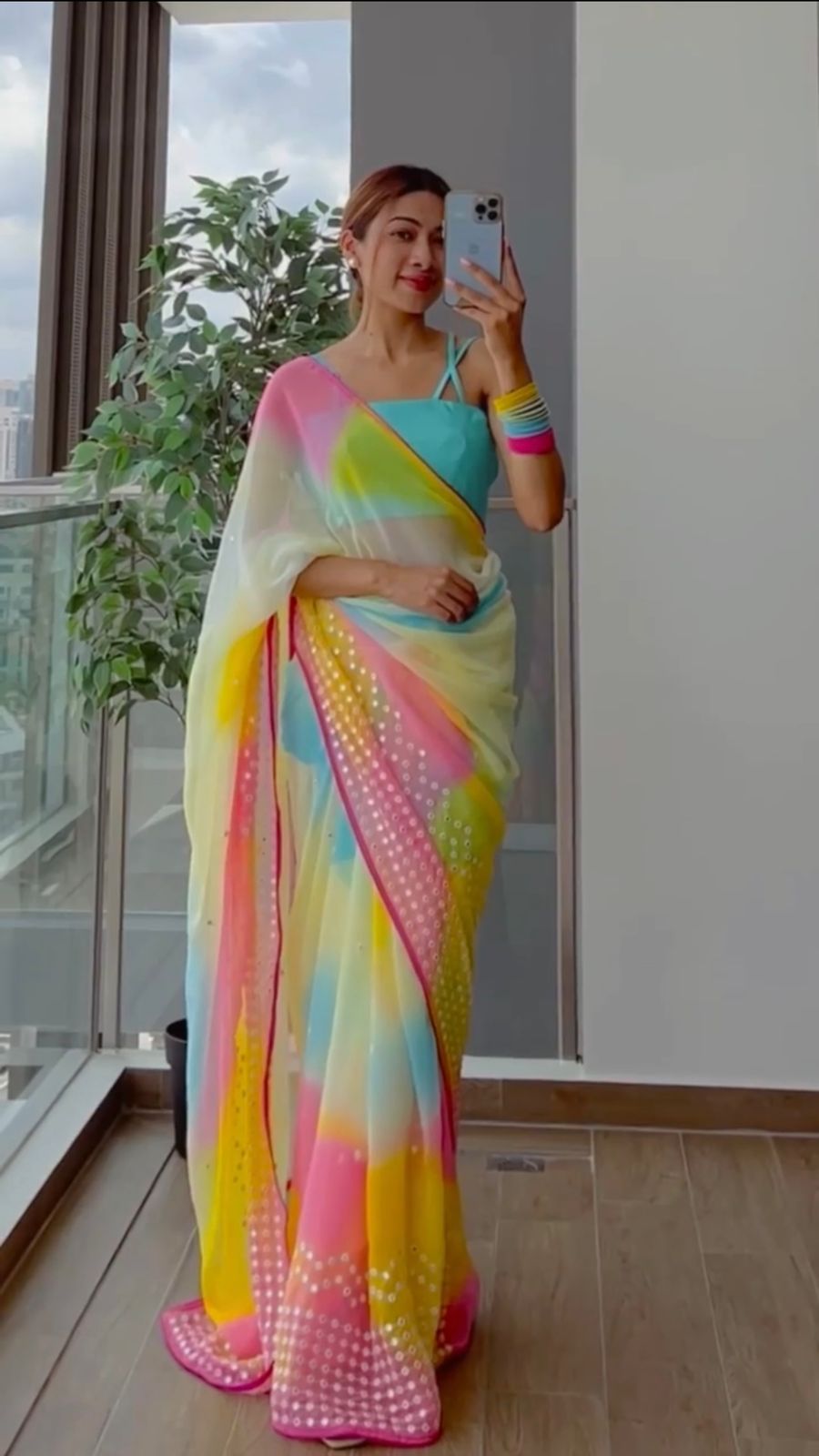 Rainbow colors Digital print saree, 6.3 m (with blouse piece) at Rs 451 in  Surat
